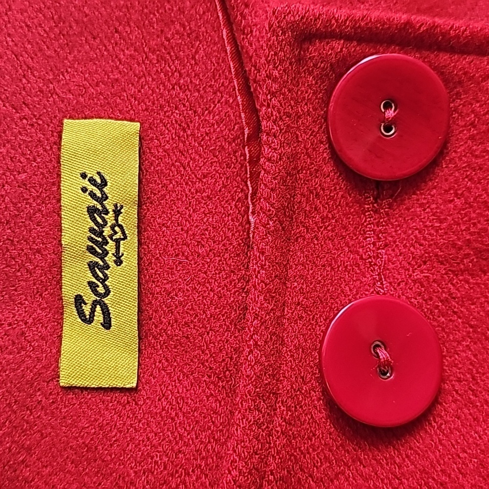 Vintage Scawaii peacoat jacket red with pockets small - Picture 5 of 6